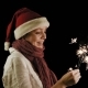 Pretty Woman In Red Christmas Santa With Sparklers - VideoHive Item for Sale