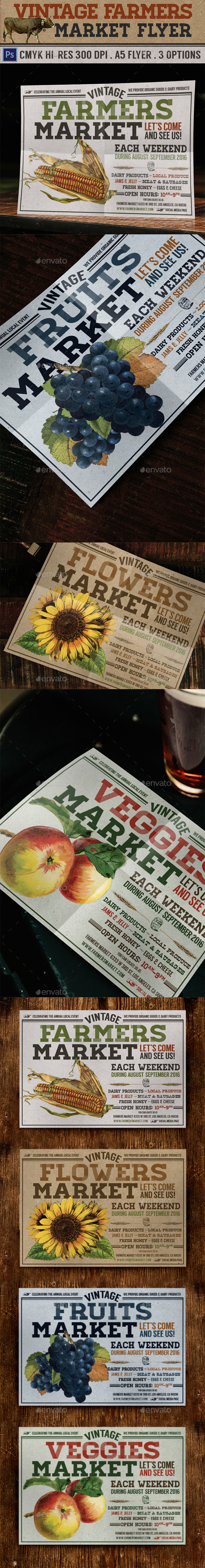 Vintage Farmers Market Flyer - Flyers Print Templates