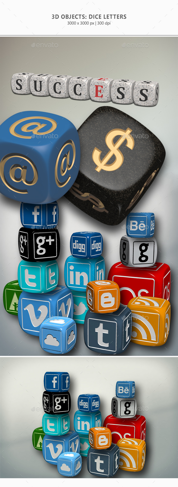 3D Objects - Dice Letters - Objects 3D Renders