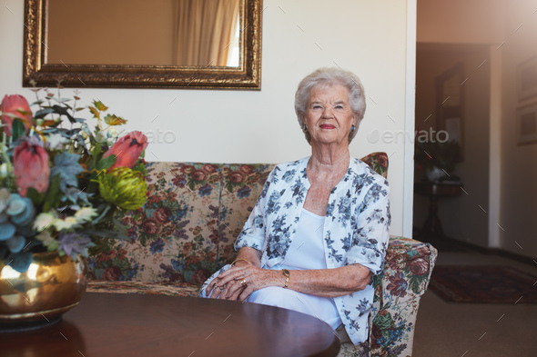 Beautiful senior woman at old age home