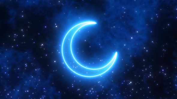 neon crescent moon