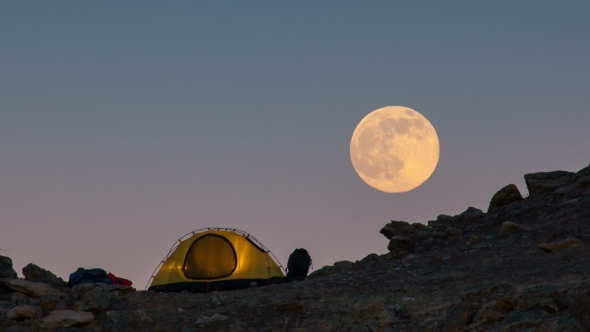 Moonrise Above The Tourist Tent