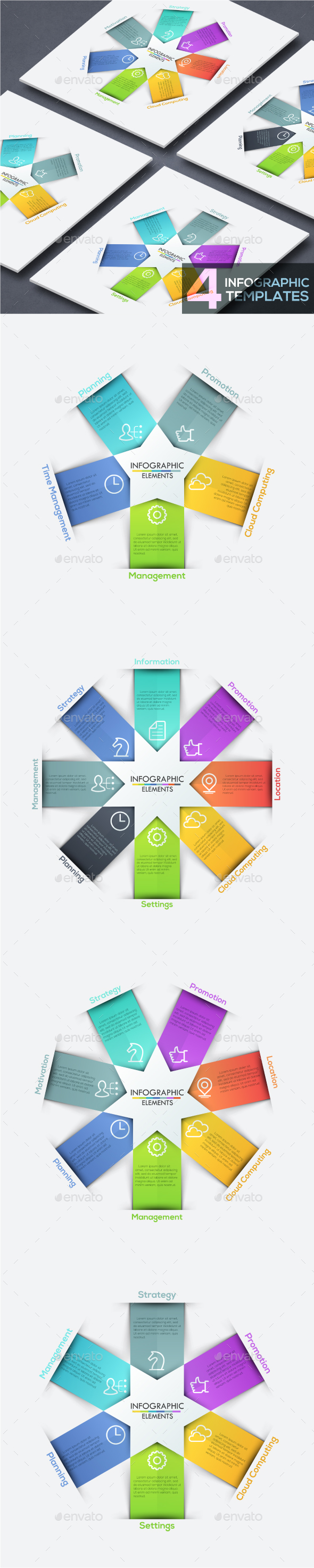 Modern Infographic Cycle Template (4 Items)