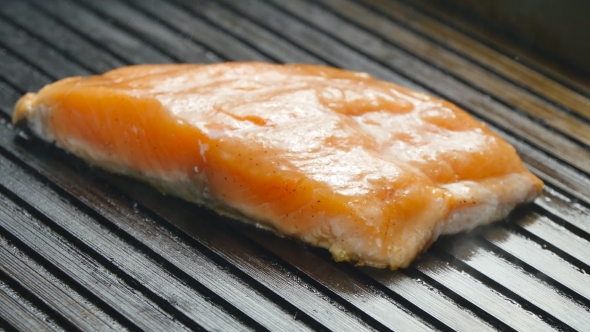 Grilled Red Fish Steak Salmon On The Grill alt