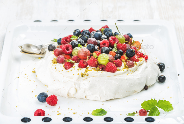 Homemade Pavlova cake - Stock Photo - Images