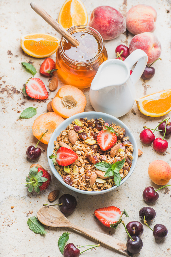 Healthy breakfast ingredients - Stock Photo - Images