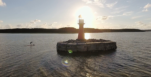 Lighthouse During Romantic Sunset Scene