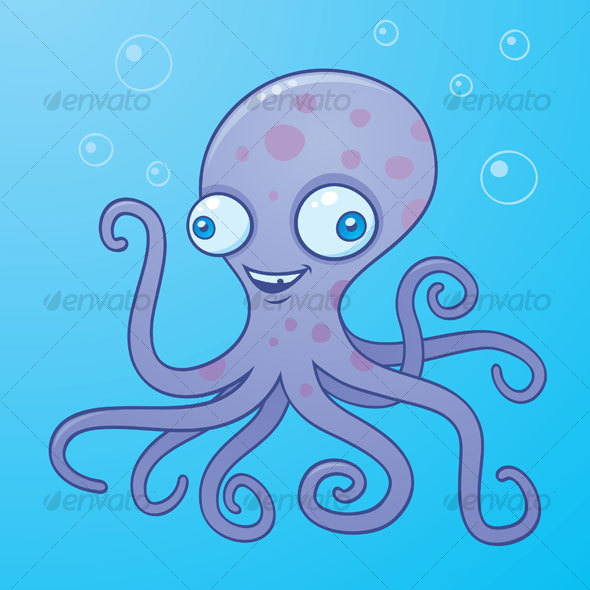 Silly Octopus Cartoon Character