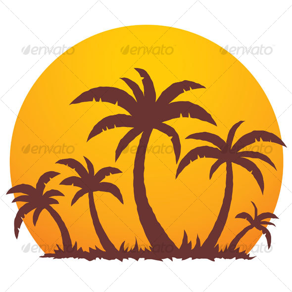 Palm Trees And Summer Sunset - Travel Conceptual