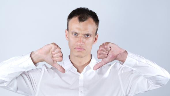 Businessman Thumbs Down Both Hands alt