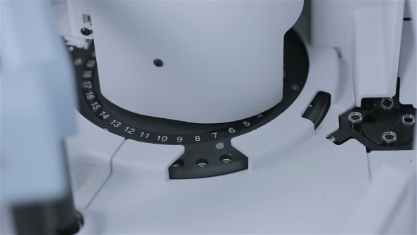 Robotic Laboratory Analysis And Diagnostics Of Samples In Test Tubes With Modern Automated Equipment alt