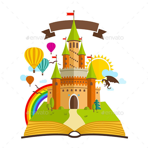 Fairy Tale Castle with Book - Buildings Objects