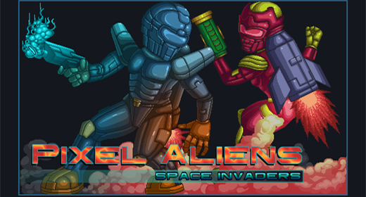 Pixel Alien Characters and Background Game Kit