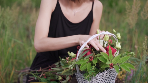Creation Of a Flower Arrangement Of Roses. alt