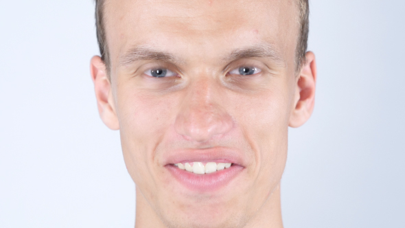 Tense Man Talking, Online Chat, Close up alt