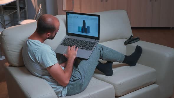 Tired Arhitect Man Working at Industrial Cad Prototype alt