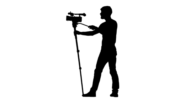 Operator Operates Camera By Turning It On Its Axis. White alt