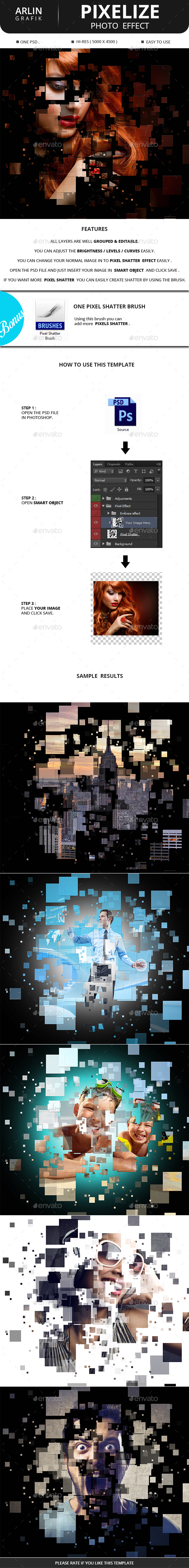 Pixel Shatter Photo Effect by arlingrafik | GraphicRiver
