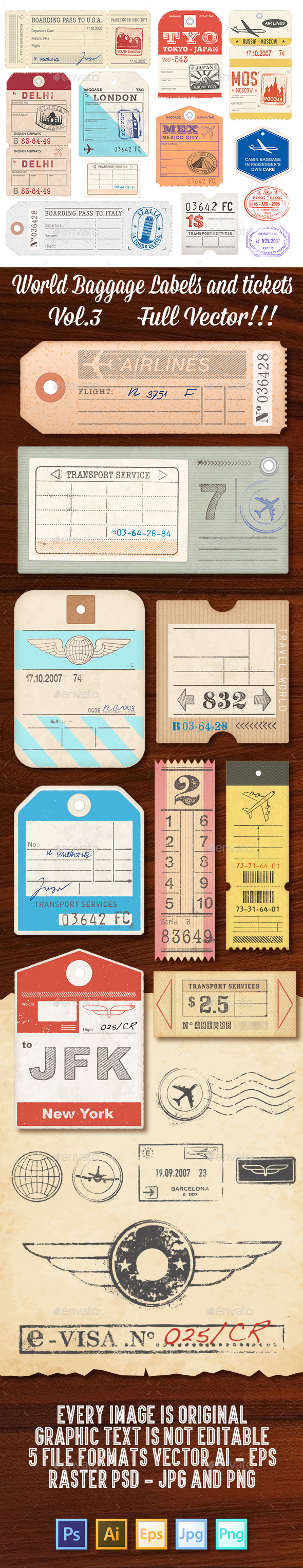 World Luggage Tags Set 3 - Travel Conceptual