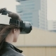 Brunette Girl Uses 3D Virtual Reality Headset on the Roof - VideoHive Item for Sale