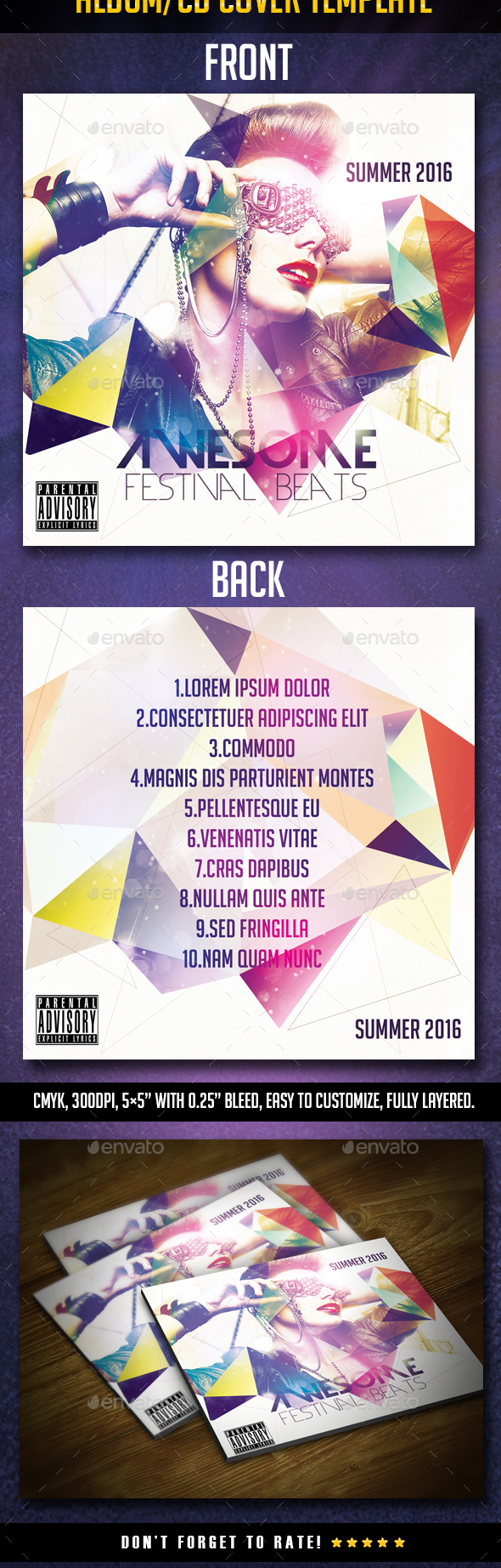 Festival Music album/CD cover - CD & DVD Artwork Print Templates
