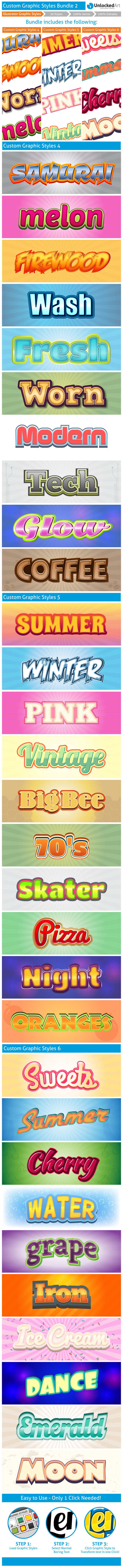 Custom Graphic Styles Bundle 2 - Styles Illustrator