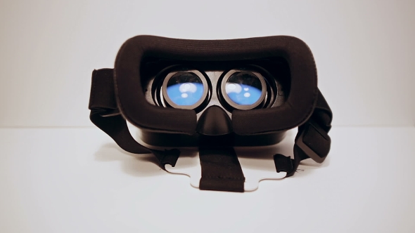 Mans Hands Take Virtual Reality Glasses