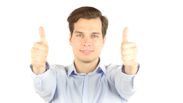 Successful Businessman Thumbs Up for Team alt