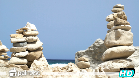 Zen Castle Kharma Stacked stones at Beach