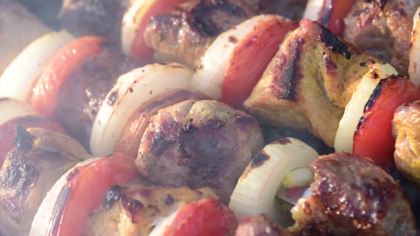 Barbecue With Delicious Grilled Meat