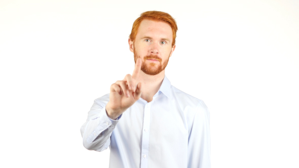 Businessman Rejecting Offer, Man with Beard and Red Hairs alt