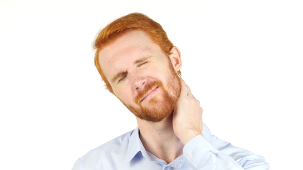Neck Pain Coughing Sick, Businessman w/ Red Hairs and Beard alt