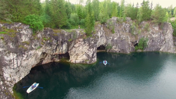 Aerial View Of Marble Canyon With a Lake In The Middle alt