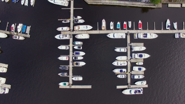 Aerial View Of Marina Full Yachts And Boats