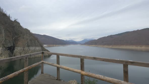 Vidraru Lake on a cloudy day