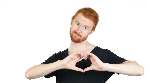 Heart Shape by Hands of Man w/ Red Hairs and Beard, Love Emotion alt