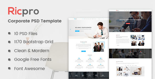 Download Ricpro Corporate Psd Template By Devitems Themeforest PSD Mockup Templates
