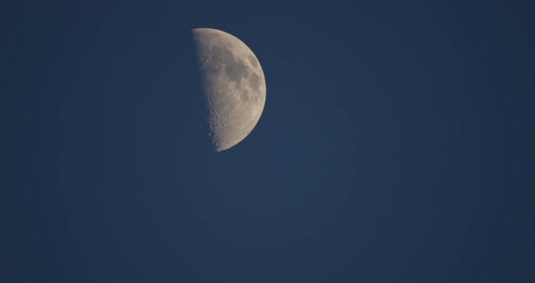 Moon Moving On Light Blue Sky Time Lapse