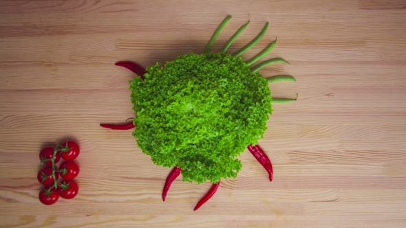Moving Vegetables On Kitchen Table