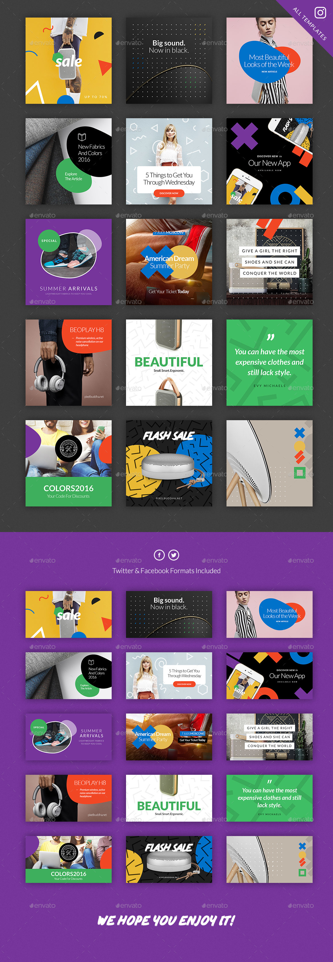 Social Media Booster Kit 2 Instagram, Twitter & Facebook Templates