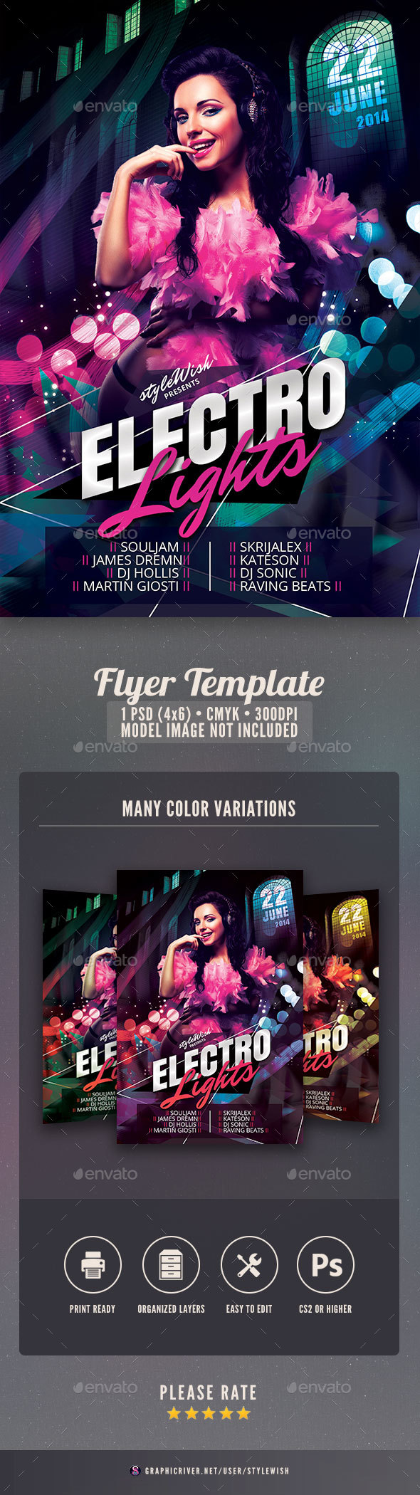 Electro Lights Flyer - Clubs & Parties Events