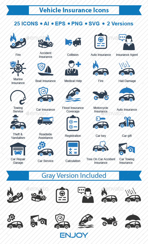 Vehicle Insurance Icons by Bismillah_bd | GraphicRiver