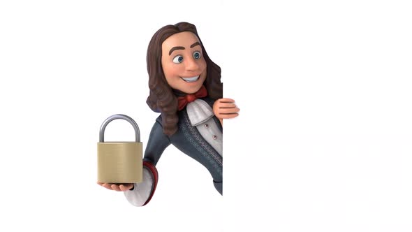 3D animation of a cartoon man in historical baroque costume alt