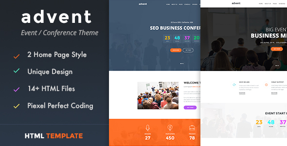 Advent - Conference & Event HTML Template - Events Entertainment