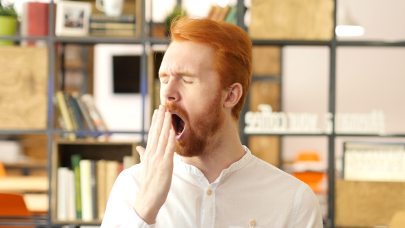 Yawning Casual Man at Work alt