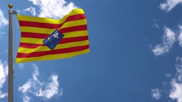 Lleida Lerida City Flag (Spain) On Flagpole alt