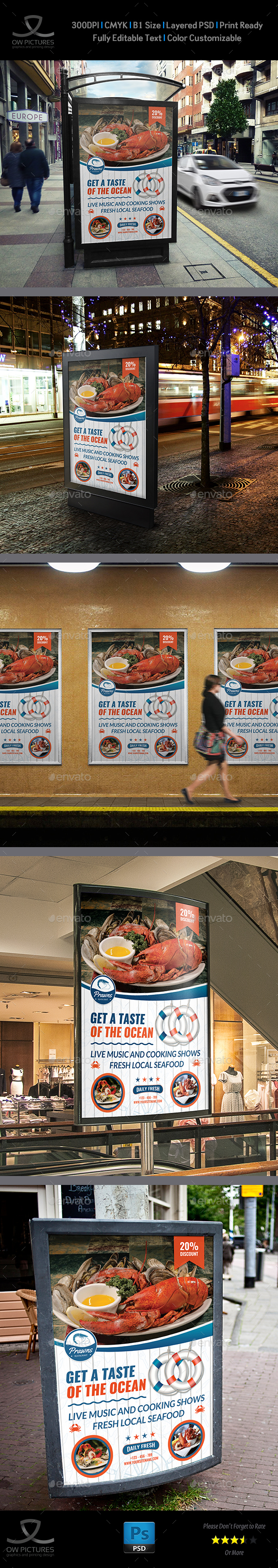 Seafood Restaurant Poster Template