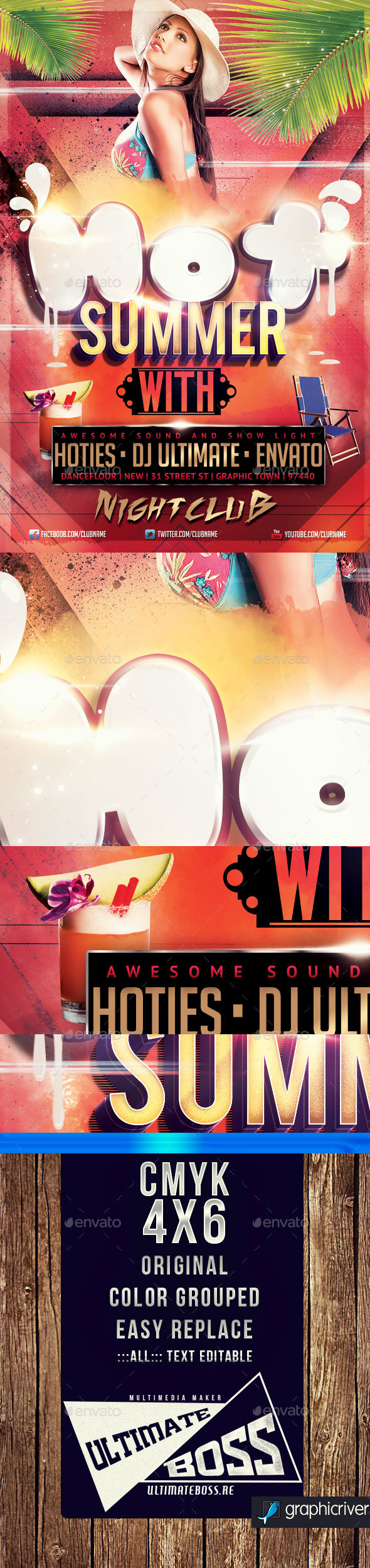 Hot Summer Flyer Night - Flyers Print Templates