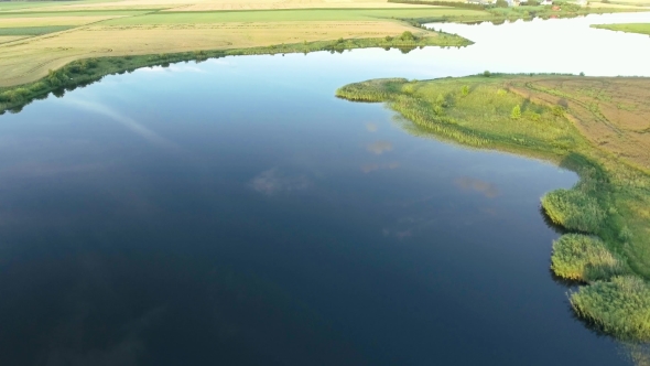 Beautiful River Landscape. Aerial View