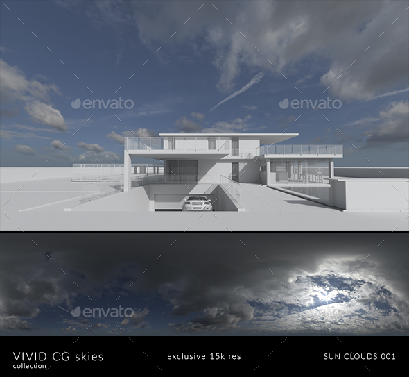 Vivid CG Skies Sun Clouds 001 (15k resolution) - 3DOcean Item for Sale